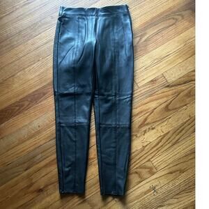 Topshop Black Faux Leather Leggings Side Zip High Rise Stretch Skinny Size 4
